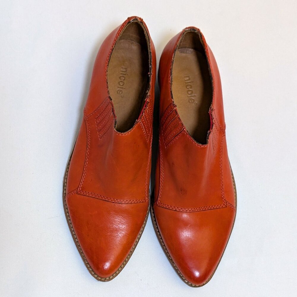 Nicole Western Stitches Burnt Orange Leather Ankle Pointed Bootie Women's 6.5 - Picture 3 of 8